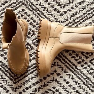 BOGO Free - PLT Cream Wide Fit Calf Round Toe Flat Sole Boots